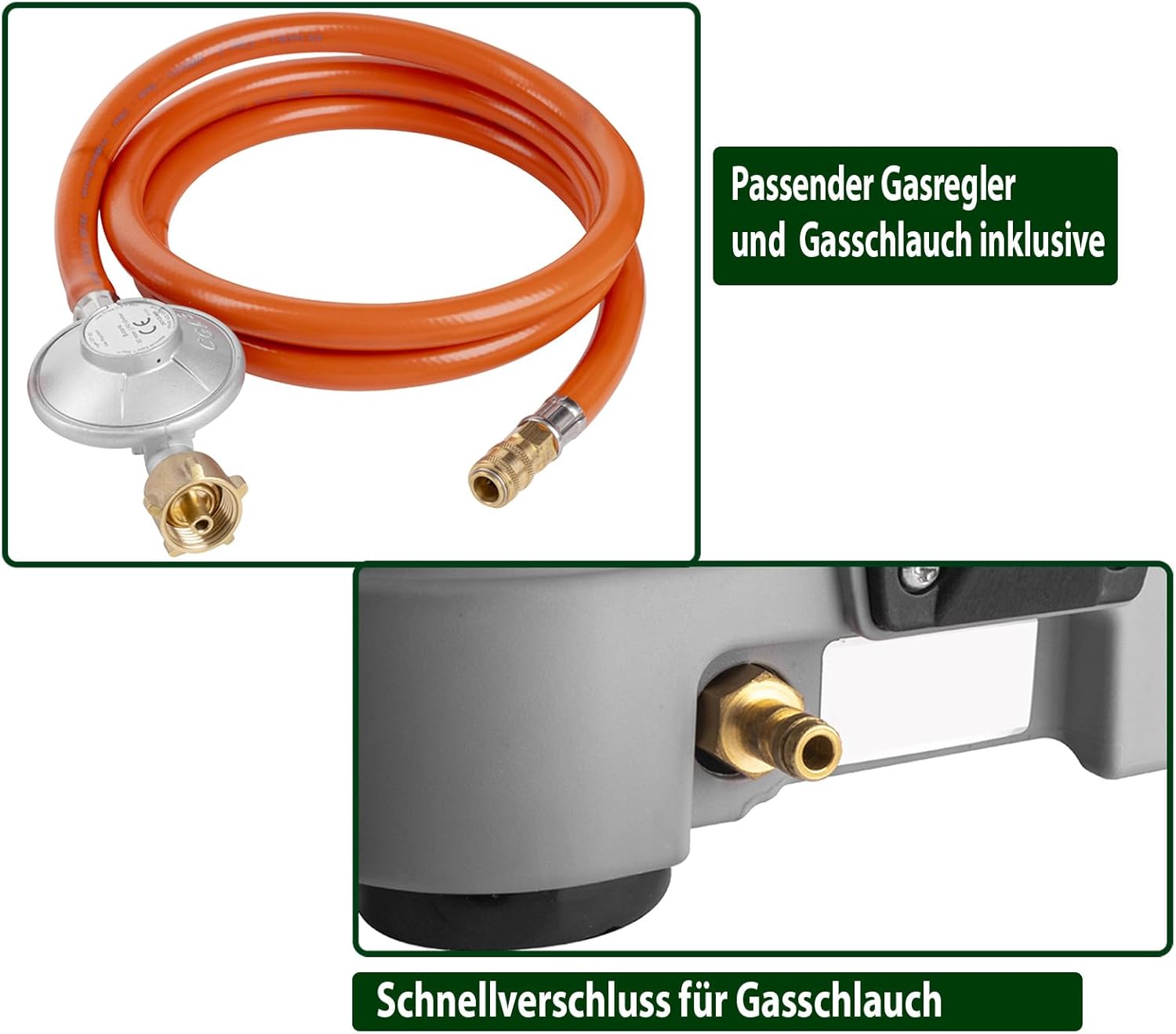 BRUNNER: Powerkook 2-in-1 Tisch-Campingkocher 2-flammiger Edelstahl-Gasgrill & Gaskocher 50 mbar mit Grillplatten mit Gasregler + Gasschlauch – Bild 4