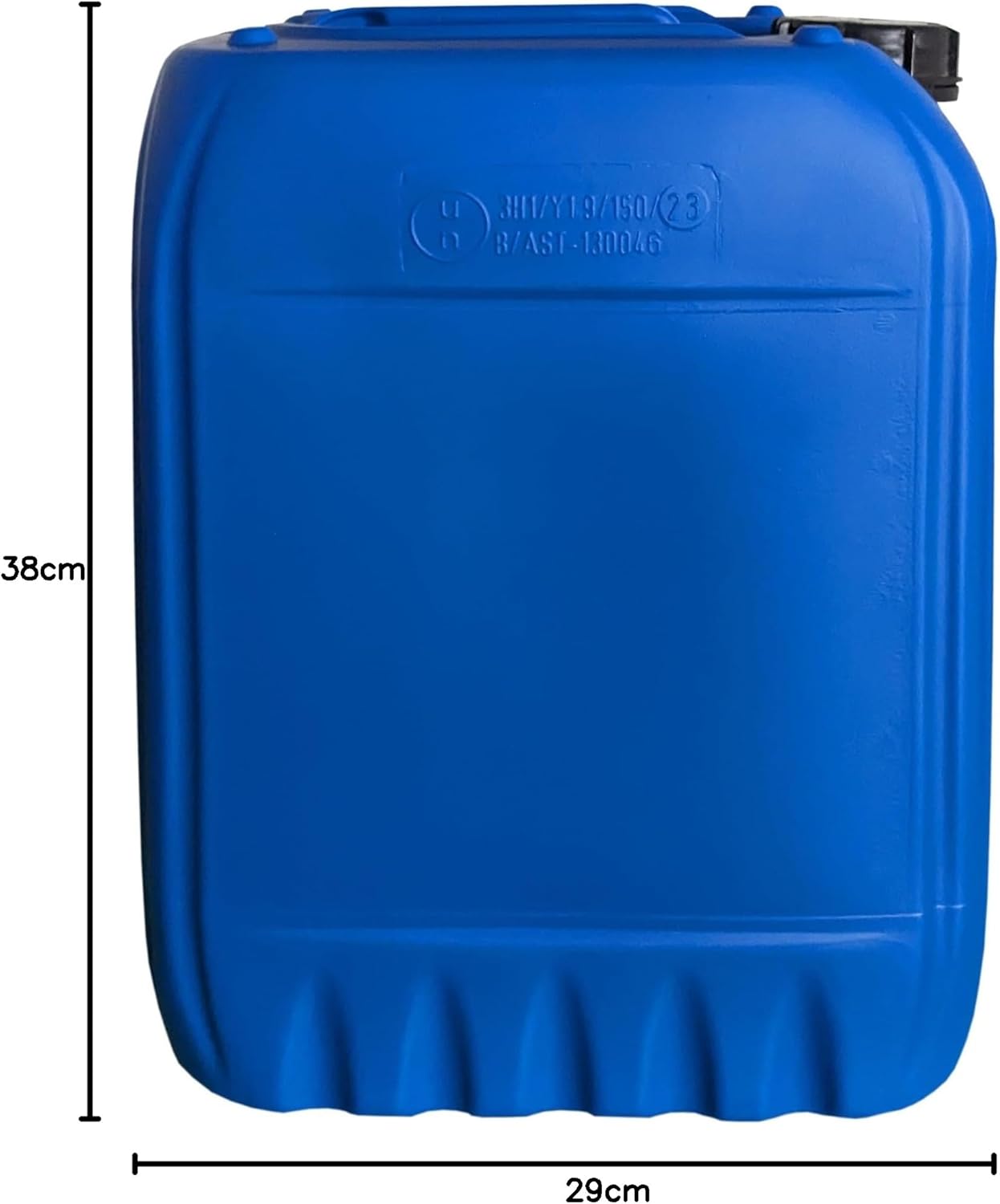 plasteo 3 x 20 Liter Trinkwasserkanister mit 1 Wasserhahn und 3 Schraubdeckeln (DIN 61), lebensmittelecht, BPA-frei, tragbar für drinnen und draußen, blau – Bild 10