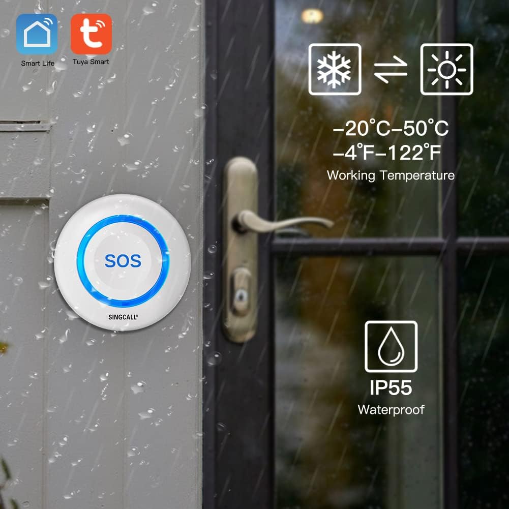 SINGCALL Tuya WiFi Smart SOS-Notruftaste für Senioren, Kinder, persönlicher Alarm für ältere Patienten, blaue Notruftaste, mit Telefon verbunden (geeignet für häusliche Umgebungen) – Bild 5