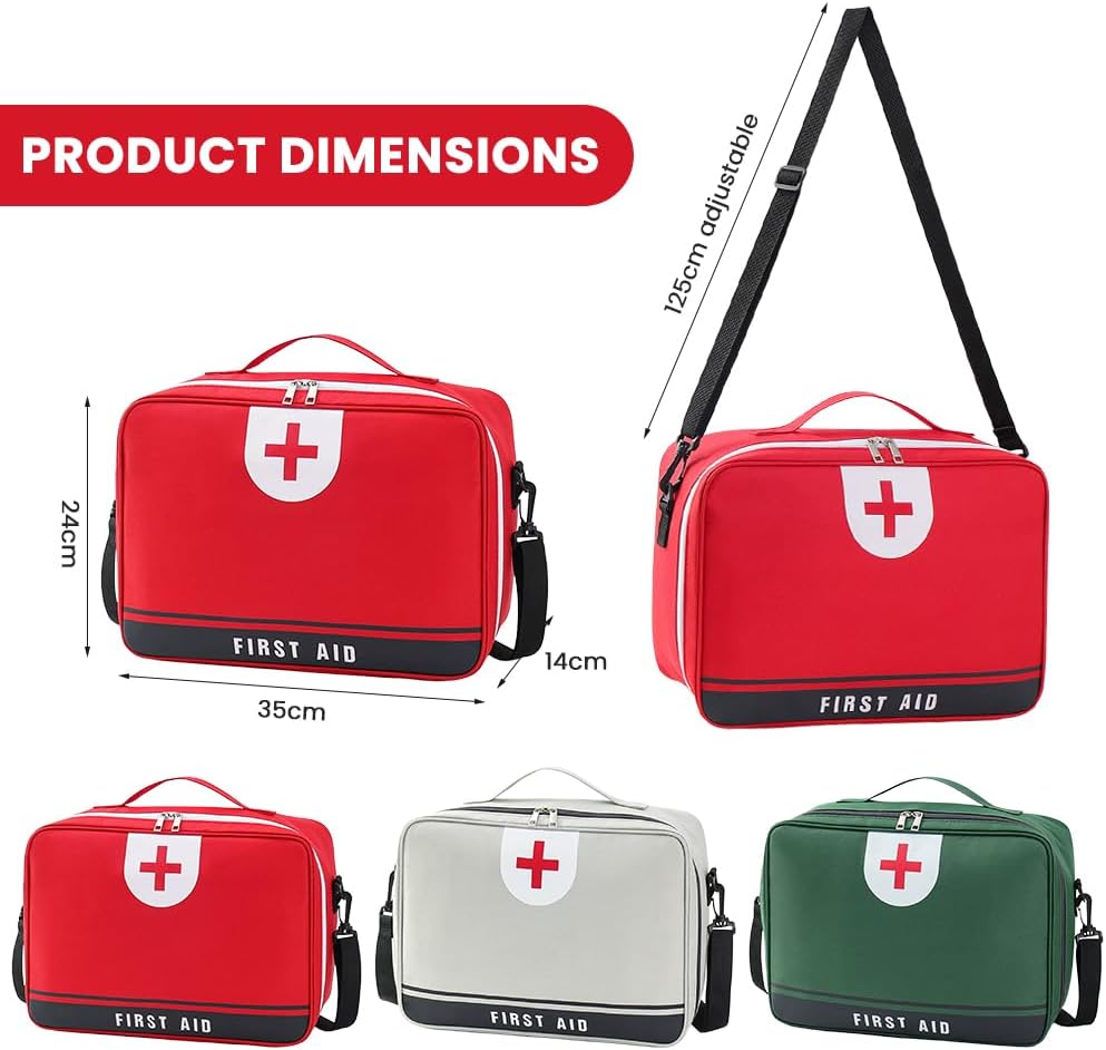 Reise-Apothekentasche, 13 l, XL-Erste-Hilfe-Tasche, leer, mit Griff/Umhängegurt, wasserdicht, für Zuhause, Schule, Auto, Reisen, Camping, Wandern (grün) – Bild 2