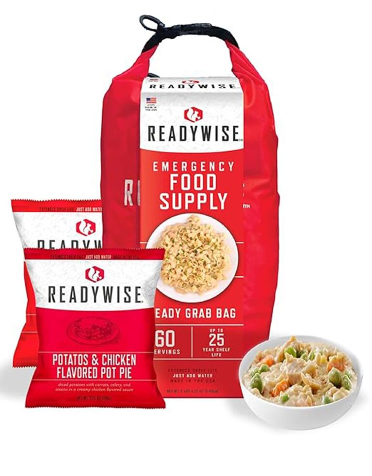 ReadyWise, 60 Portionen Frühstück, Mittag- und Abendessen, Trockenbeutel zum Mitnehmen, gefriergetrocknet, bis zu 25 Jahre Haltbarkeit, Notfallnahrung
