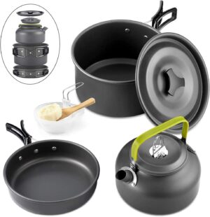 Qtiwe Camping-Geschirr-Set, Outdoor...