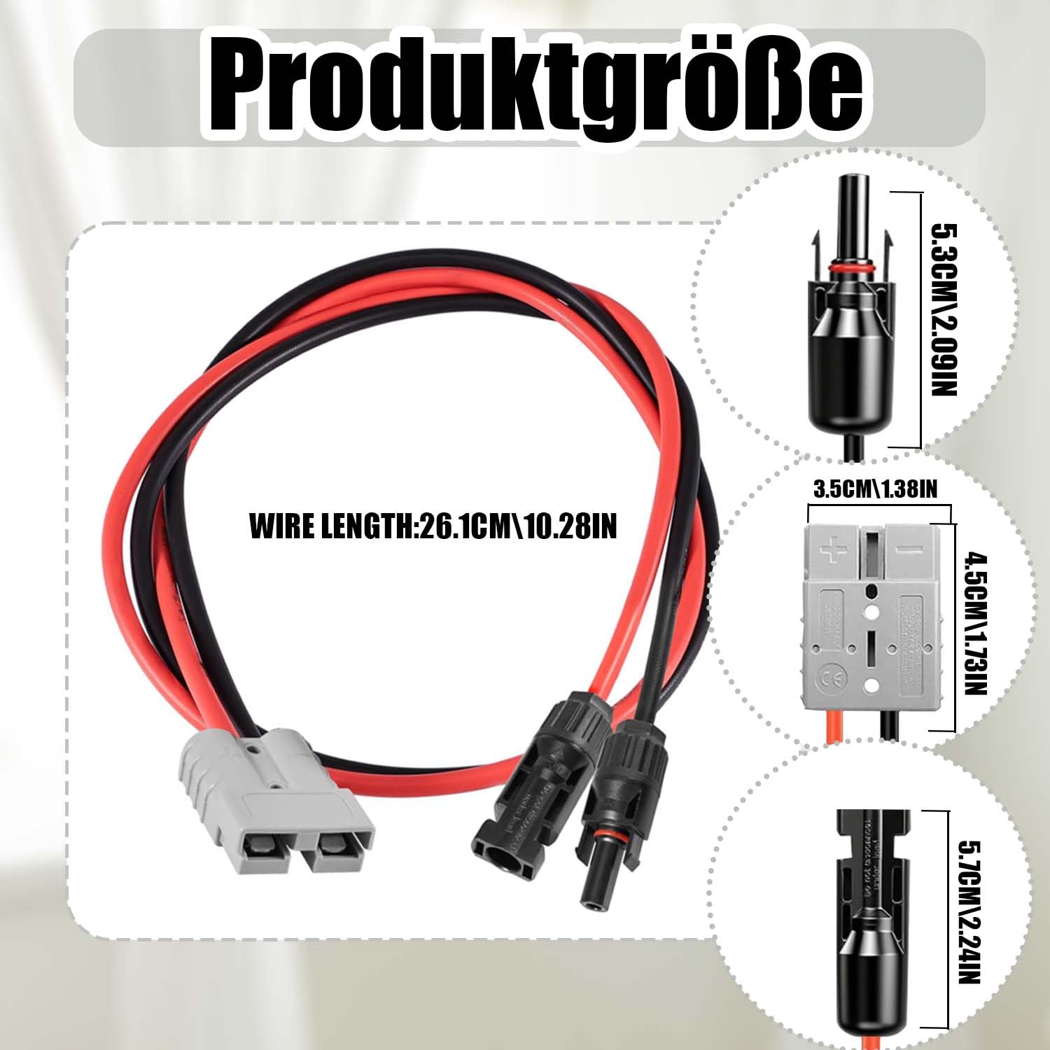 60 cm Solarstecker auf 50 A Anderson-Anschlusskabel, 10 AWG-Stecker für Solarmodulkabel, Solarpanel-Kabelsatz, Solarpanel-Verlängerungskabel für tragbare Generatoren, Energiespeicher, Wohnmobil – Bild 2