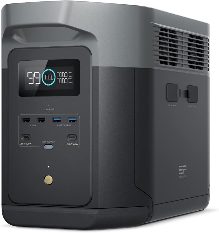 EcoFlow DELTA 2 Max Tragbares Kraftwerk, 2048 Wh, erweiterbar auf 2–6 kWh, LFP-Batterie mit 3000 Zyklen, 80 % Ladung