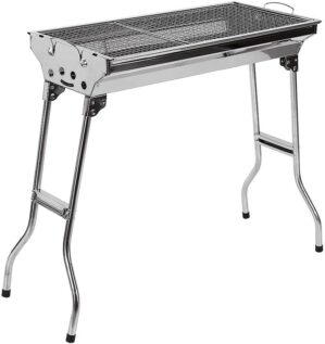 Holzkohlegrill mit Ständer, Edelst...