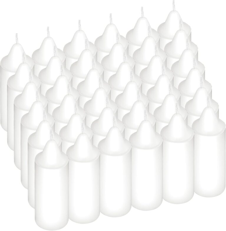Packung mit 36 ​​weißen Stumpenkerzen, 3 x 9 cm, lange Brenndauer ± 11 Stunden, geruchlose Kerzen – dekorative Kerzen für Haushalt, Feiern, Ostern, Hochzeit, Spa-Laternen und Notfall