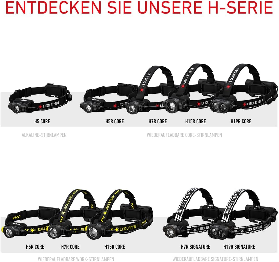 Ledlenser H19R Signature Premium LED-Stirnlampe, wiederaufladbar, rotes Licht, wasserdicht IP67, 4000 Lumen, Bluetooth-Fernbedienung, Leuchtweite 330 m, USB-Magnetladekabel, Helmhalterung, Outdoor-MTB – Bild 10