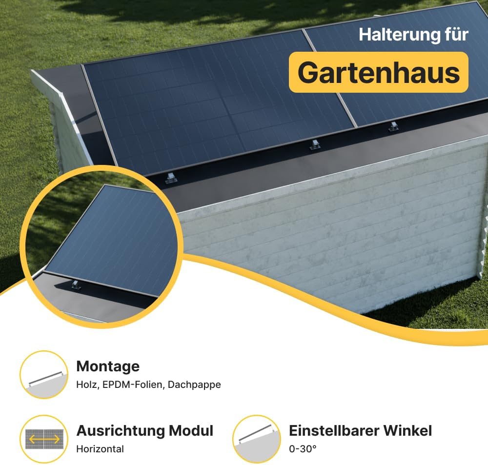 Solakon 1000 W Balkonkraftwerk mit Halterung (Gartenhaus) – 800 W Komplettsteckdose – Neuester 800 Watt Wechselrichter – Solaranlage Komplettset – 500 W bifaziale Solarmodule inklusive Zubehör – Bild 5