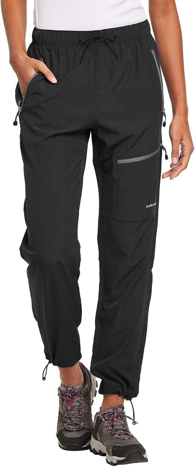 BALEAF Damen Outdoor-Wanderhose, wasserdichte, schnell trocknende, leichte Trekkinghose, Caprihose, UV-Schutz, UPF 50, Funktionshose mit Reißverschlusstasche