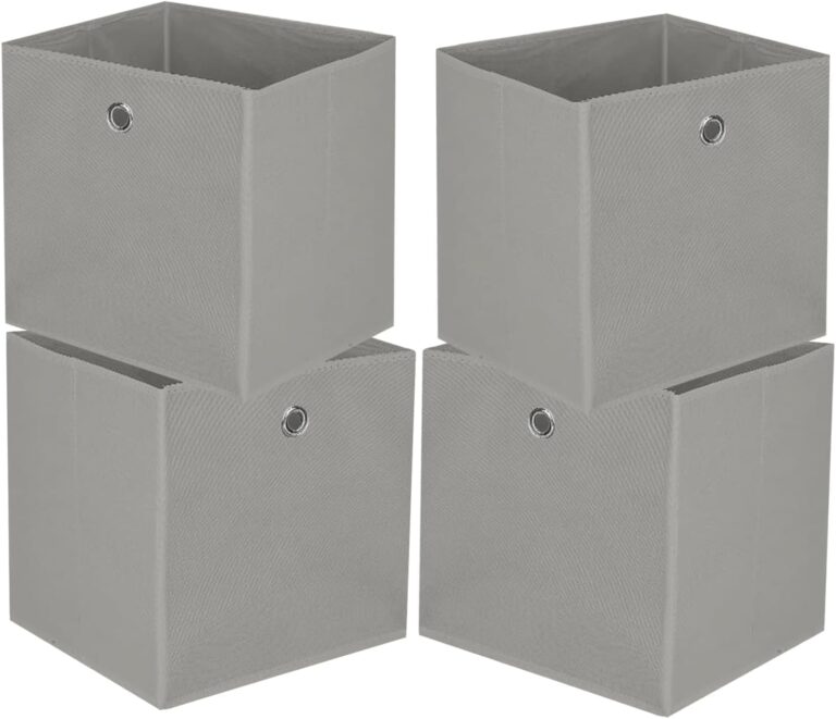 Faltbare Aufbewahrungsboxen 32 x 32 x 32 cm für Kallax-Regale – Stoffboxen mit Griffloch, platzsparend und stabil – Aufbewahrungslösung (grau – 4 Stück)