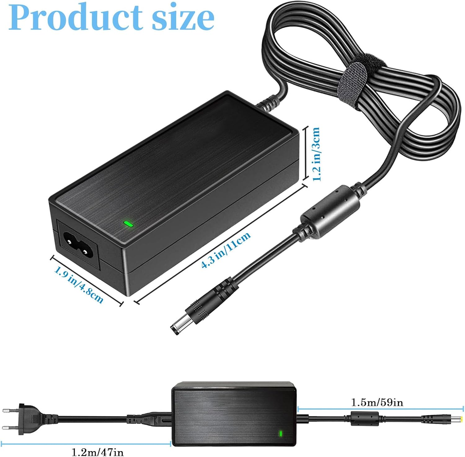 12V 5A Netzteil, 100V-240V AC zu DC 12 Volt 5,0A AC Adapter, geeignet für 12Vdc 5A 4A 3,5A 3A LCD Monitor CCTV Kamera LED Streifen Netzkabel – Bild 8