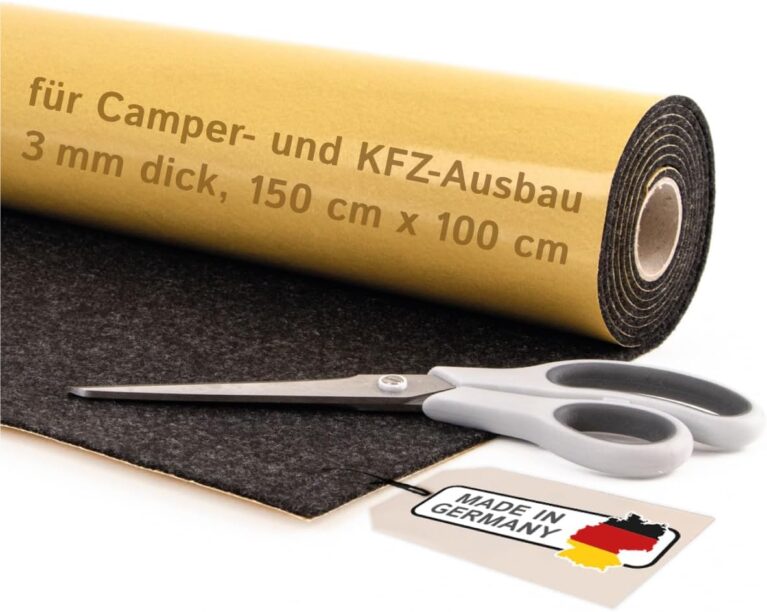 Selbstklebender Filz für Camper & Innenausbau - Meterware, Nadelfilz Anthrazit, 150 x 100 cm, 3 mm stark - flexibel, isolierend - Made in Germany