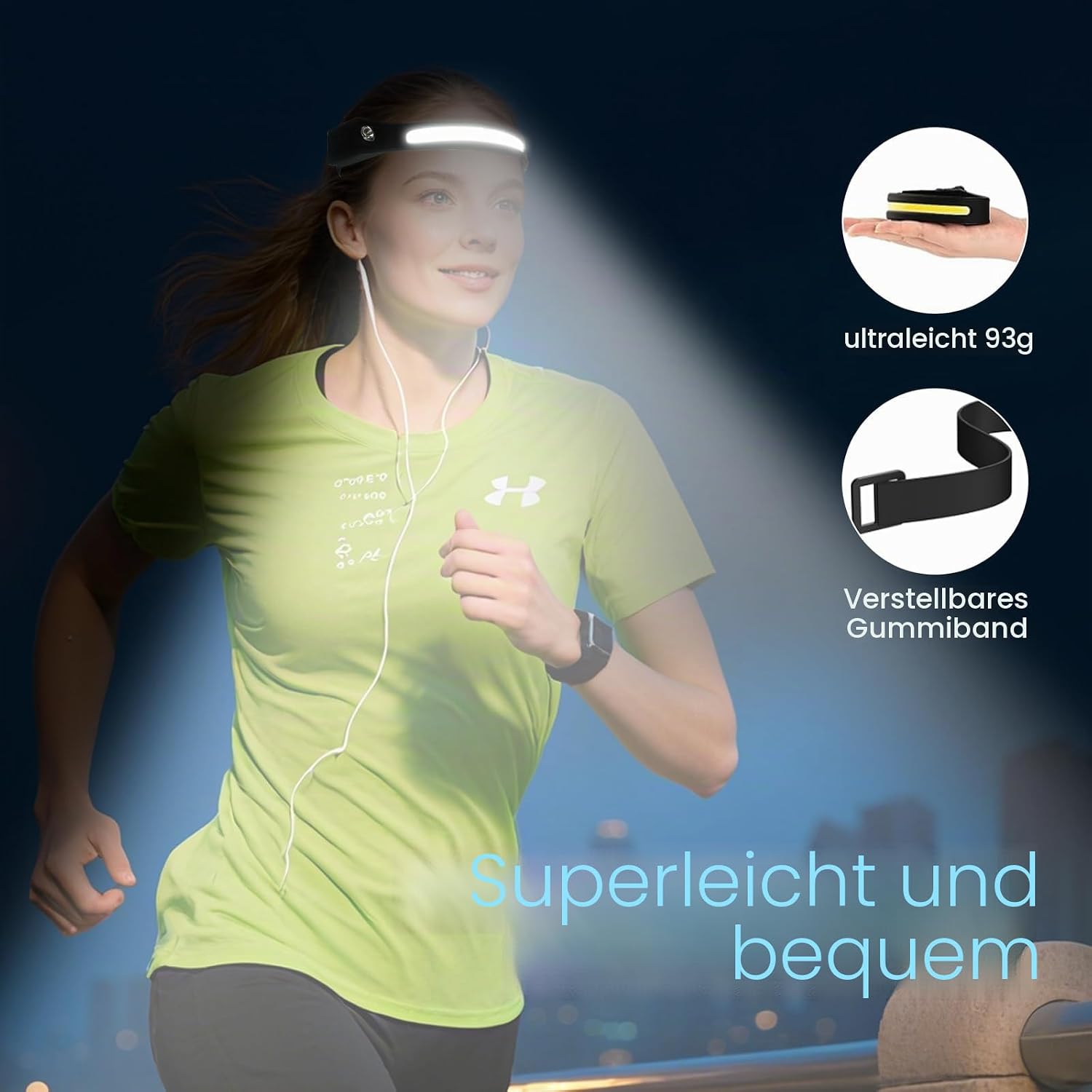 Stirnlampe LED wiederaufladbar 2 Stück mit rotem Licht 2 x PE 260° Breitstrahl Stirnlampe wiederaufladbar 8 Modi verstellbar IPX5 wasserdicht Stirnlampen für Erwachsene Kinder Joggen leicht – Bild 6