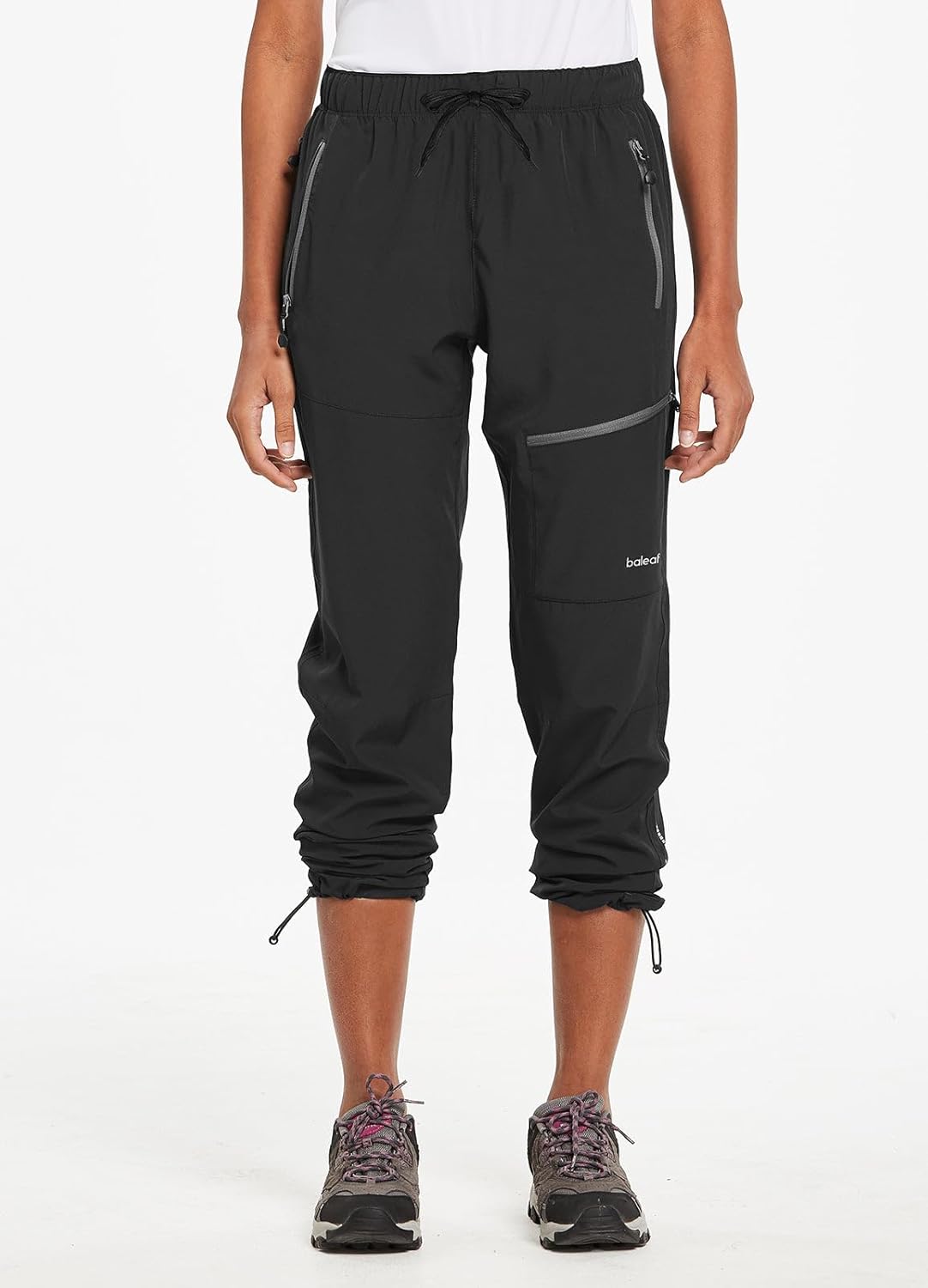 BALEAF Damen Outdoor-Wanderhose, wasserdichte, schnell trocknende, leichte Trekkinghose, Caprihose, UV-Schutz, UPF 50, Funktionshose mit Reißverschlusstasche – Bild 2