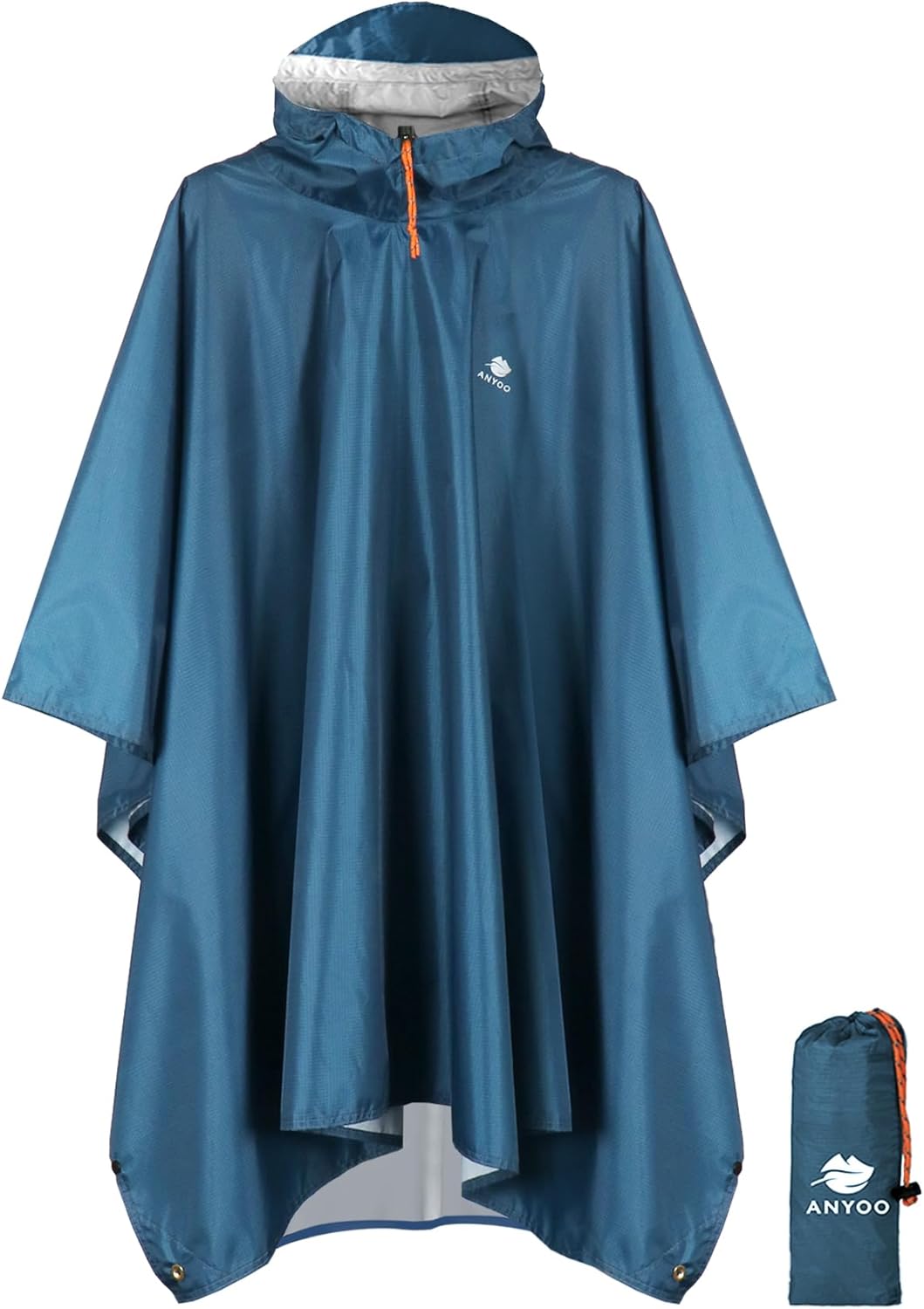 ANYOO Leichte, wasserdichte Regenjacke, wiederverwendbar, Ripstop, atmungsaktiv, Mehrzweck-Regenmantel mit Kapuze, faltbare Schutzdecke, Schutzplane, ideal für draußen, Camping, Wandern, Angeln