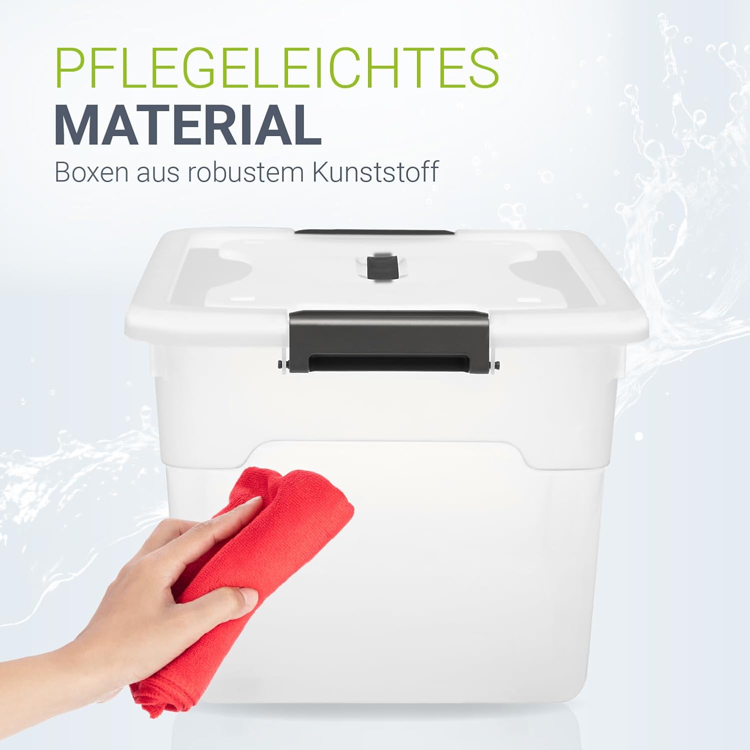 Juskys Aufbewahrungsbox mit Deckel, 6er-Set, Kunststoffboxen, 30 l, groß, stapelbar, transparent, Aufbewahrungs-Organizer-System, Aufbewahrungsboxen – Bild 4