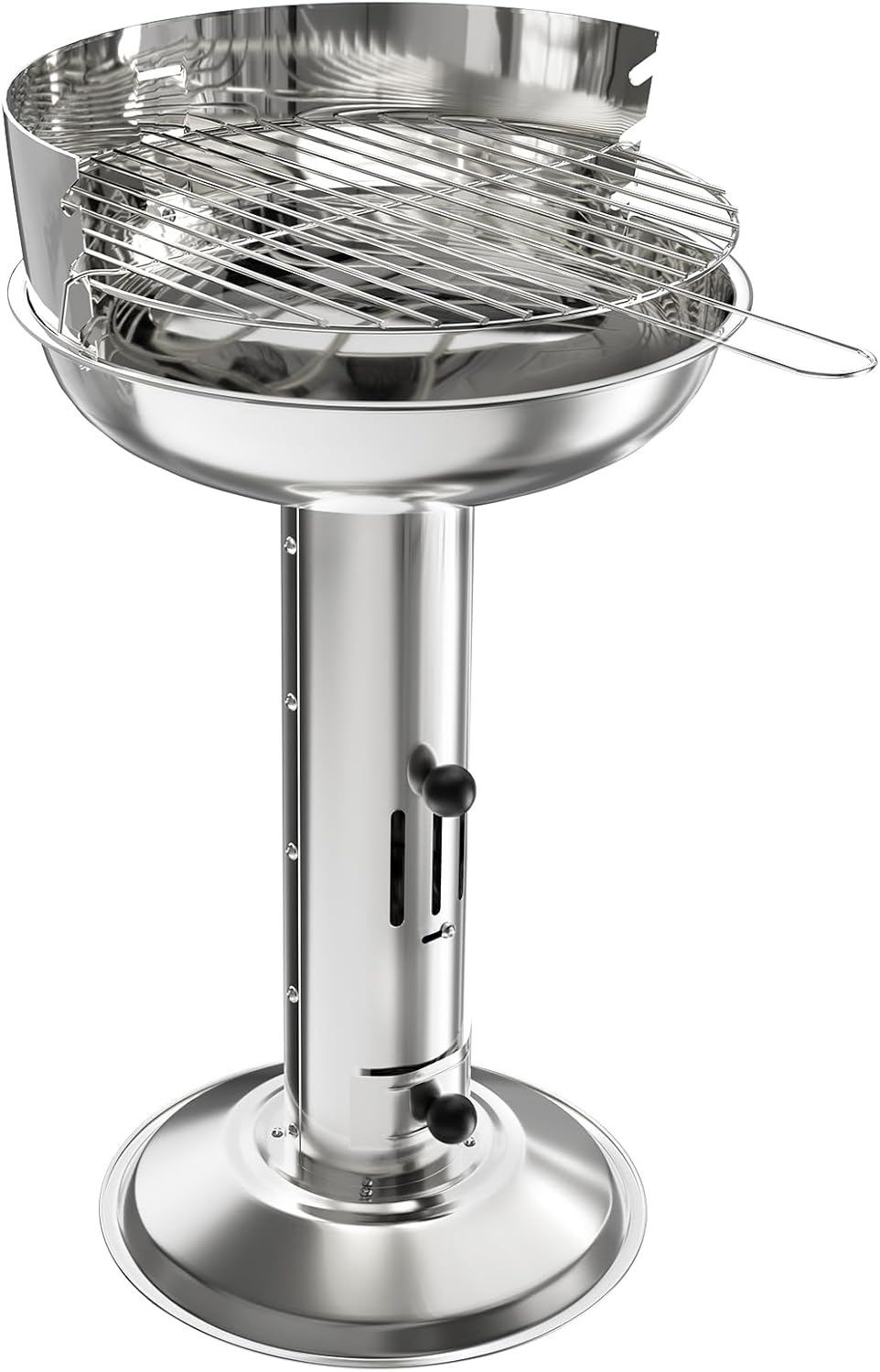 TLGREEN Edelstahl-Holzkohlegrill, Säulengrill, wetterfest, 40 x 40 x 69 cm, 3-fach höhenverstellbar, Premium-Edelstahlgrill mit verchromtem Grillrost, Aschenbecher und Belüftung, für Outdoor, Camping, Grillen – Bild 9