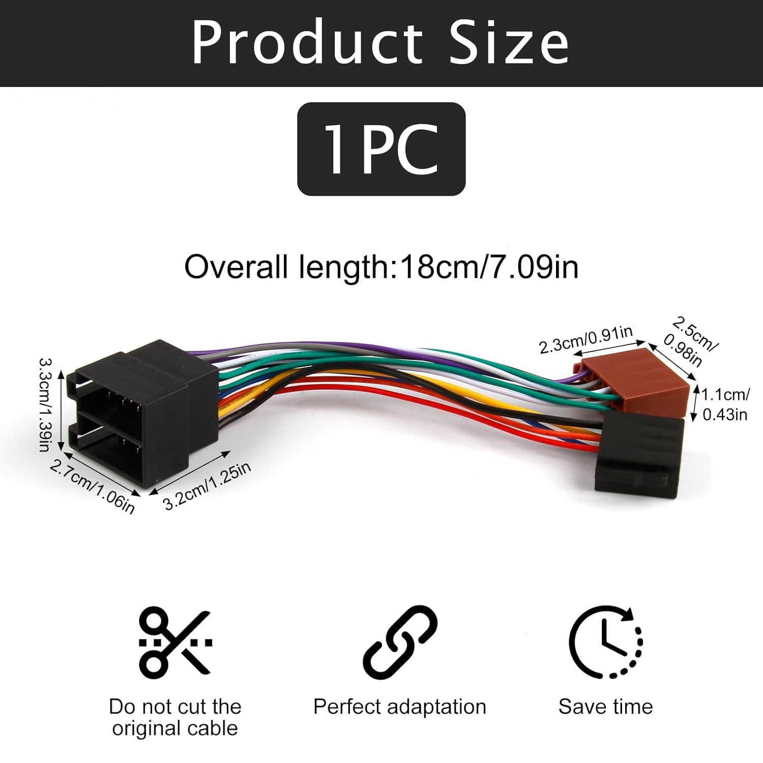 Autoradio Adapter Set Universal 16 Pin ISO Stecker auf Buchse Kabel 16 Pin Antennenadapter DIN Klemme 15 + 30 Steckbare Verlängerung Radio Adapter Stecker für VW Opel Mercedes Renault Astra – Bild 2