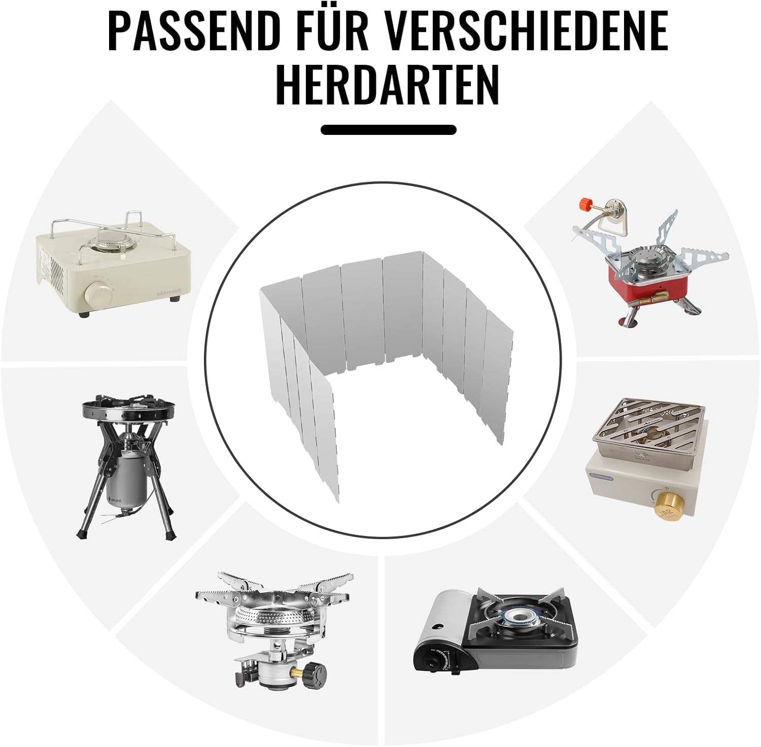 Windschutz Gaskocher, Campingkocher Windschutz, 12-teiliger faltbarer Windschutz Gaskocher, 1 m langer Metall-Windschutz für Campingkocher, Camping-Gaskocher Windschutz mit eleganter Verpackung – Bild 7