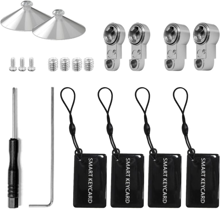 70-90 mm Verlängerungszubehör x 4, Ersatzschraube x 4, Batteriegehäuseschraube x 3, NFC-Schlüsselkarte x 4, Saugnapf x 2, Kreuzklingenschraube x 1, 6 Winkelschraube x 1