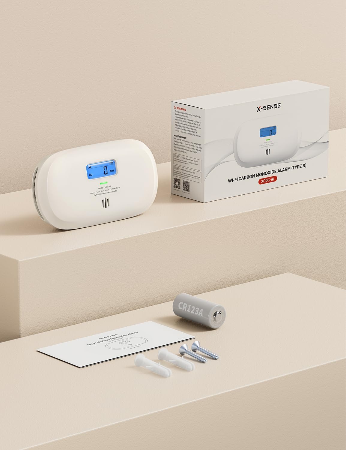 X-Sense Smarter Kohlenmonoxidmelder XC0C-iR, TÜV Rheinland zertifiziert, Stummschaltung per App, CO-Melder mit LCD-Digitalanzeige, Kohlenmonoxidmelder mit austauschbarer Batterie, 1 Stück – Bild 4