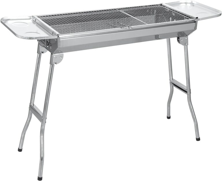 Holzkohlegrill, Edelstahl, Außengrill, Klappgrill, Campinggrill, tragbar, 74 x 33,5 x 71,5 cm