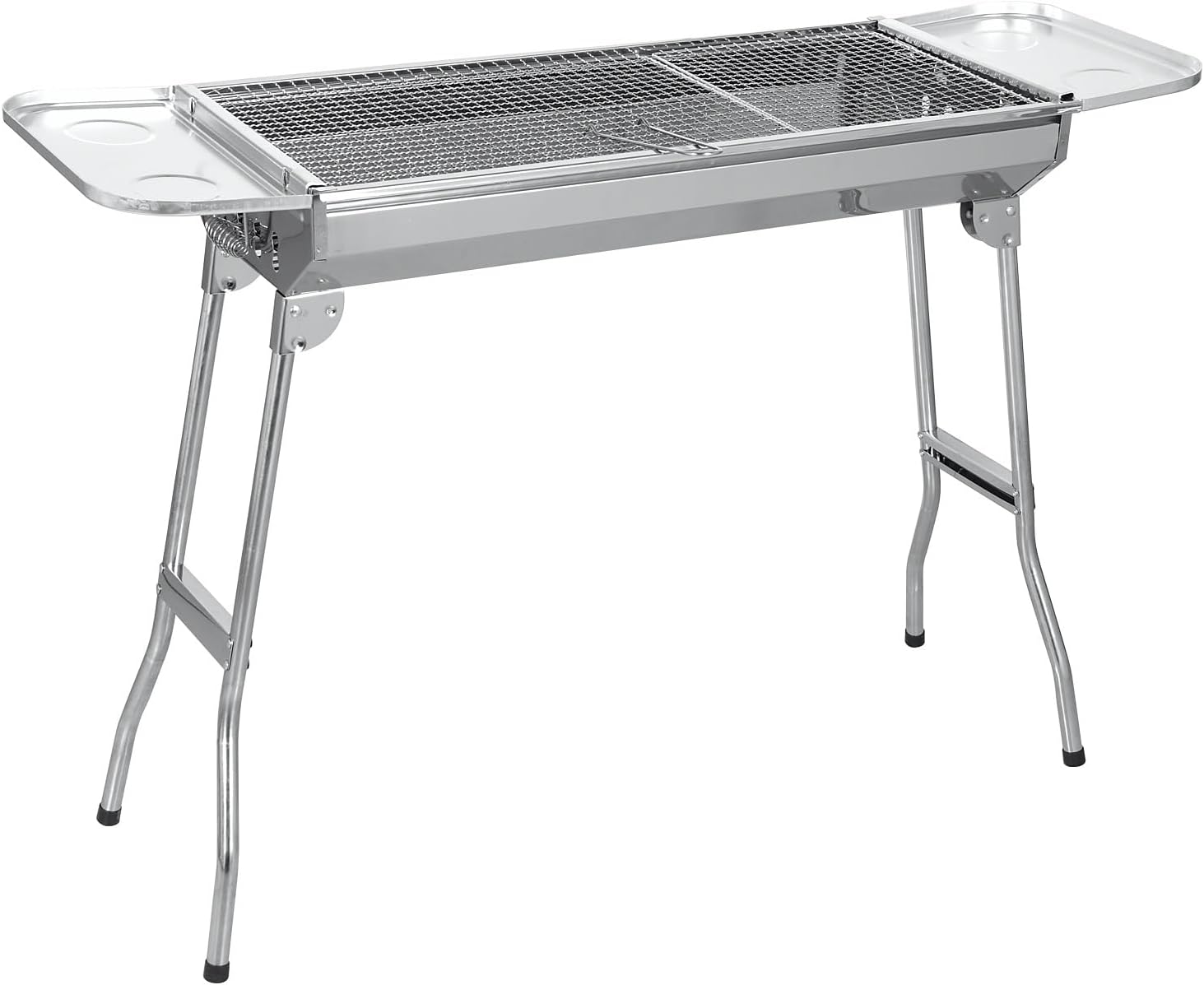 Holzkohlegrill, Edelstahl, Außengrill, Klappgrill, Campinggrill, tragbar, 74 x 33,5 x 71,5 cm