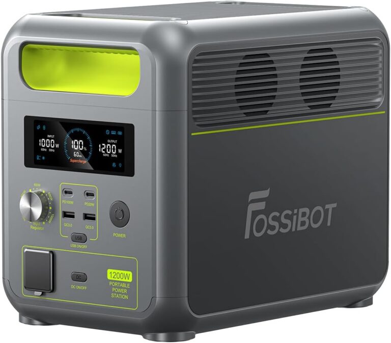 FOSSiBOT F1200 Tragbares Kraftwerk, Solargenerator 1024 Wh LiFePO4, 1200 W AC 100 W USB-C, ideal für Camping, Wohnmobil, Wohnmobil