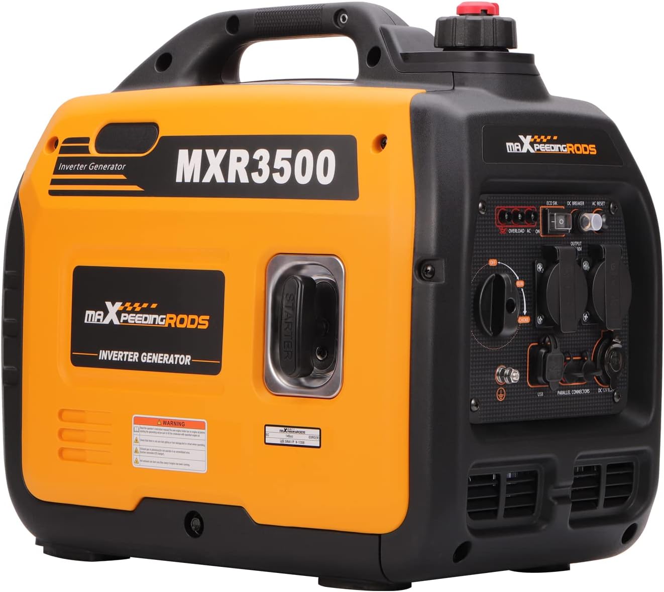 maXpeedingrods Inverter Stromerzeuger 3300W Stromerzeuger Benzin Super Leise 4-Takt mit USB und 230V Steckdosen Leichtgewichtig als Notstromgenerator Backup-Stromausfälle für Camping Wohnwagen Garage Baustelle