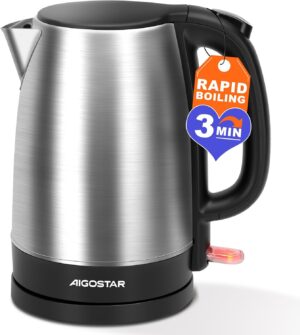 Aigostar Wasserkocher Edelstahl 1,7...