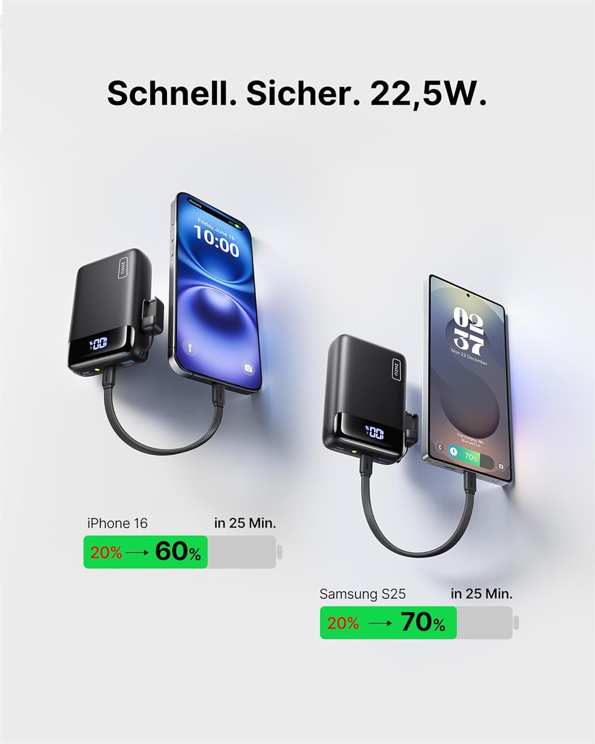 INIU Power Bank, ultrakleine 20000 mAh 22,5 W Schnelllade-Powerbank, USB-C Ein- und Ausgang, externe Handy-Akkus, kleiner, aber starker Akku zum Aufladen von Telefonen, iPad, Reisen und Camping – Bild 3