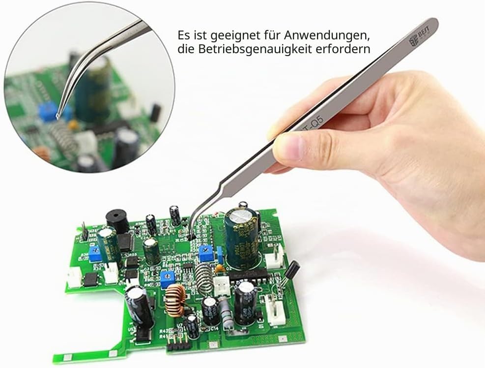 Hochpräzise Edelstahlpinzette – Superfeine Fingerabdruck- und Laborpinzette mit gebogener Spitze für Industrie, Installation und Wartung (Q3) – Bild 3
