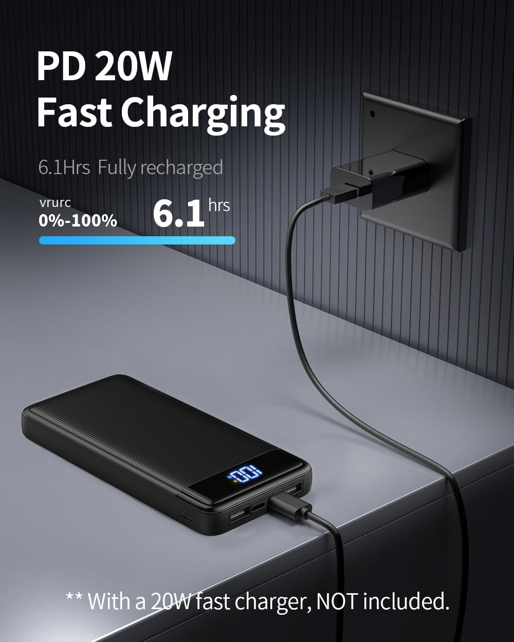 Powerbank 26800 mAh, 22,5 W Powerbank, externer Handy-Akku, Schnellladung, USB C Eingang & Ausgang mit LED-Anzeige, PD3.0 QC4.0 tragbares Ladegerät kompatibel mit iPhone 16 15 14 13 12 Pro Max iPad – Bild 3