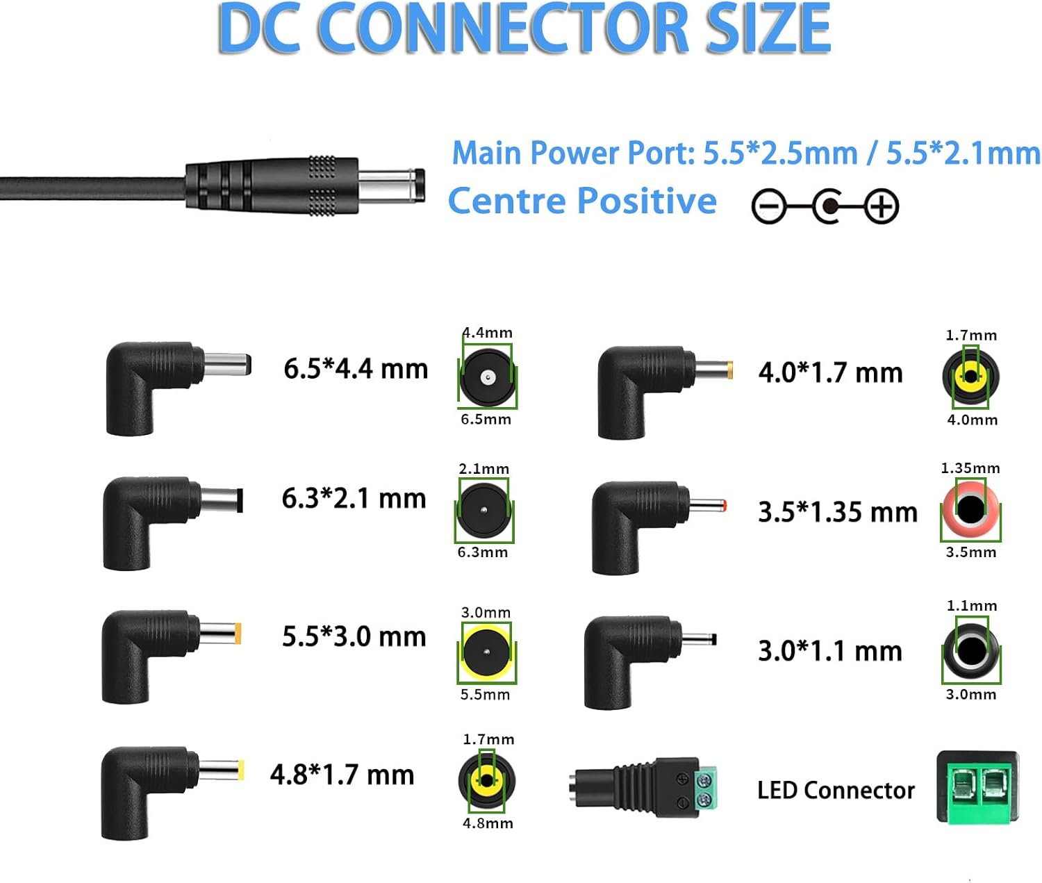 12V 5A Netzteil, 100V-240V AC zu DC 12 Volt 5,0A AC Adapter, geeignet für 12Vdc 5A 4A 3,5A 3A LCD Monitor CCTV Kamera LED Streifen Netzkabel – Bild 4
