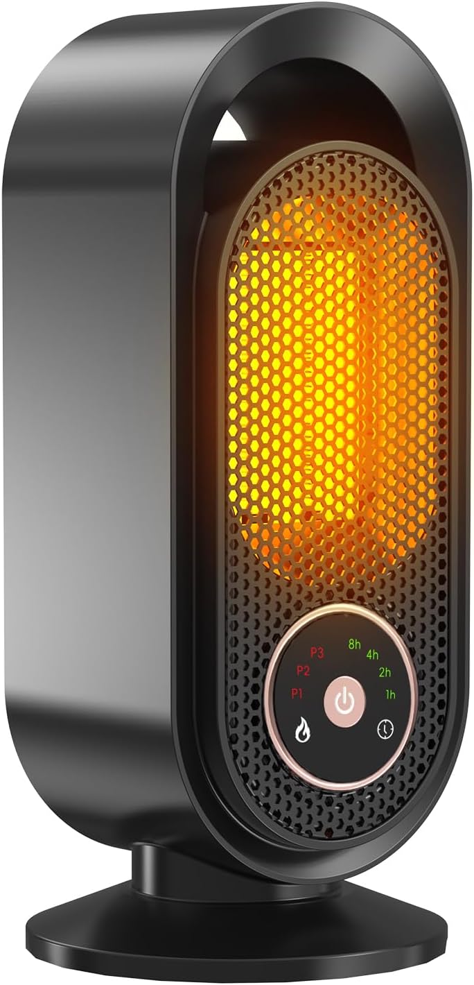 Heizlüfter, energiesparend, 800 W/1500 W, PTC-Heizlüfter, leiser Keramikheizer, einstellbare konstante Temperatur, tragbarer Heizlüfter, klein, Überhitzung & Kippschutz, für Schlafsaal, Büro, Zuhause