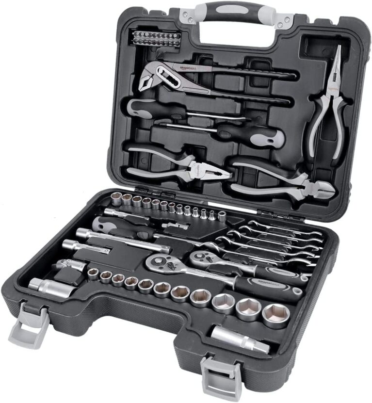 Amazon Basics 65-teiliges Haushaltswerkzeugset – Schwarz, Grau