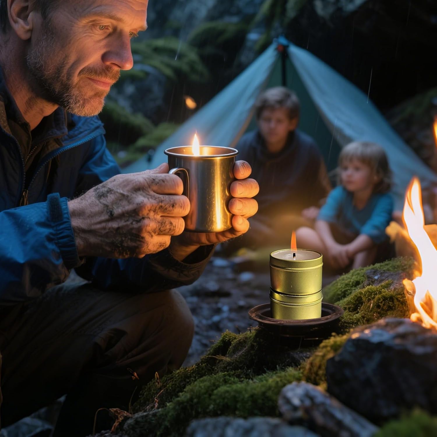 10er Set Notfallkerzen in Blechdose, lange Brenndauer, Notfallkerze bei Stromausfall, windfeste, rauchfreie Kerzen (30 Stunden Brenndauer) für Camping/Wandern/Blackout – Bild 2