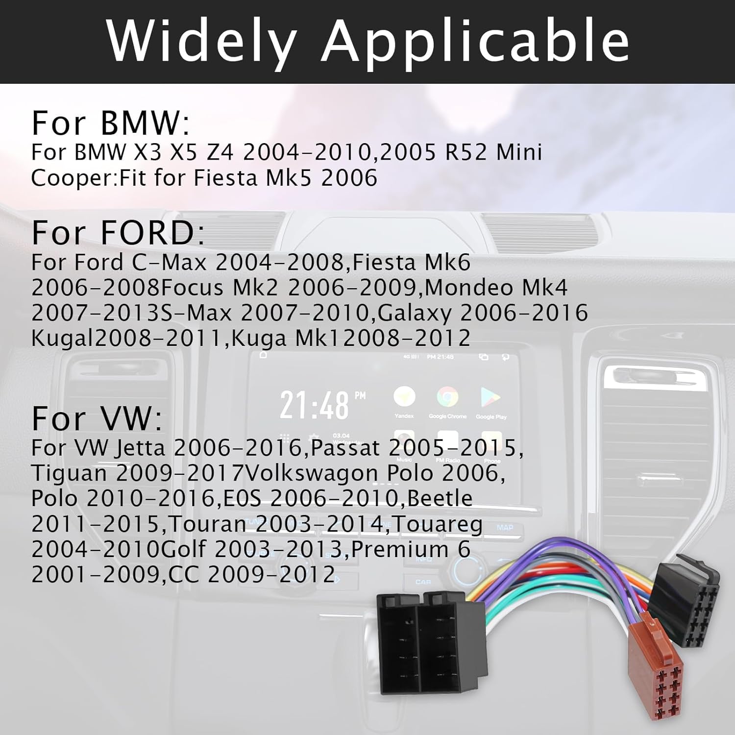 Autoradio Adapter Set Universal 16 Pin ISO Stecker auf Buchse Kabel 16 Pin Antennenadapter DIN Klemme 15 + 30 Steckbare Verlängerung Radio Adapter Stecker für VW Opel Mercedes Renault Astra – Bild 5