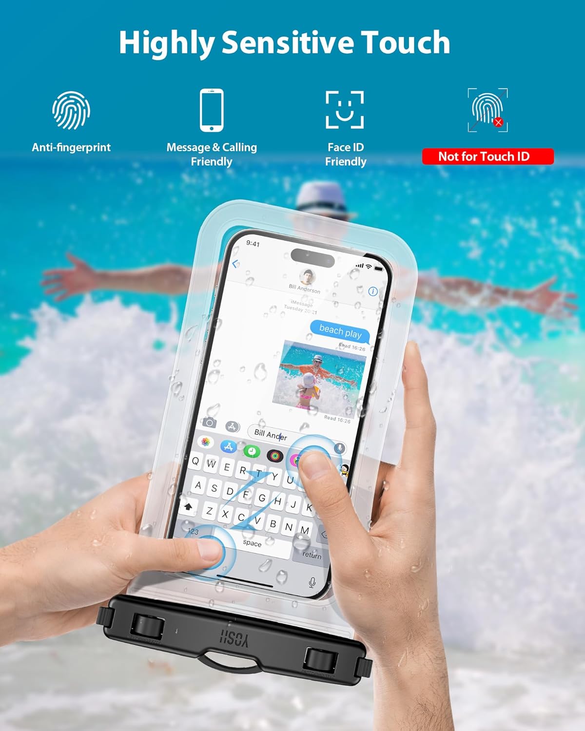 YOSH wasserdichte Handyhülle 7,0 Zoll Handy Wasser Schutzhülle zum Schwimmen, Baden und Kochen, IPX8 wasserdichte Handyhülle kompatibel mit iPhone 12 11 Pro XS Max XR X Samsung S8, 2 Stück – Bild 6