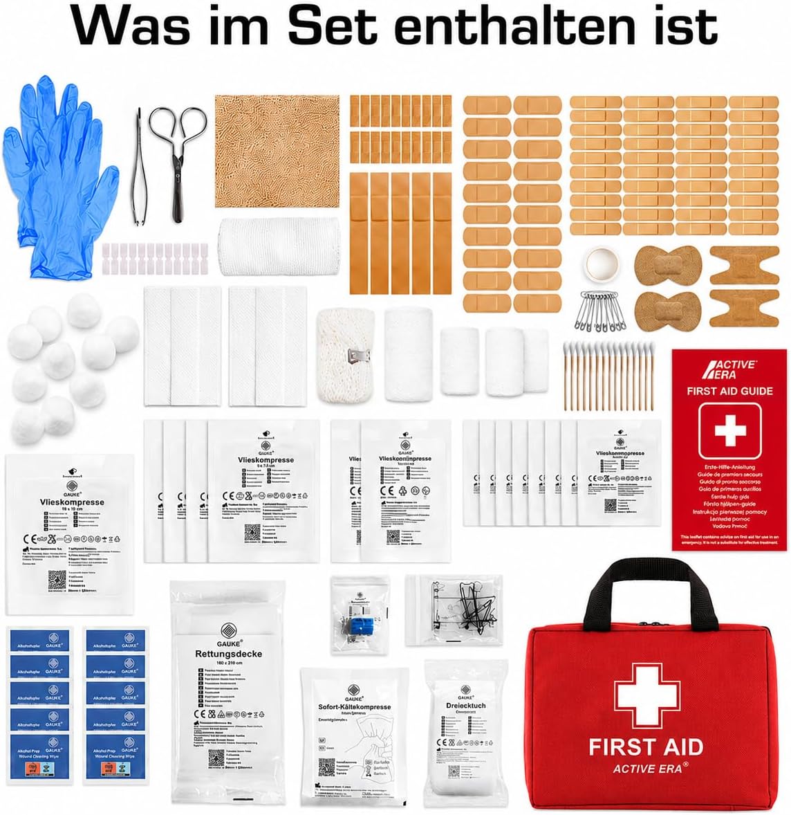 Active Era Premium Erste-Hilfe-Set – 180-teiliges Erste-Hilfe-Set – Notfallausrüstung inklusive Kühlakkus, Pflaster, Rettungsdecke für Zuhause, auf Reisen oder als Erste-Hilfe-Set im Freien – ISO 13485 – Bild 3