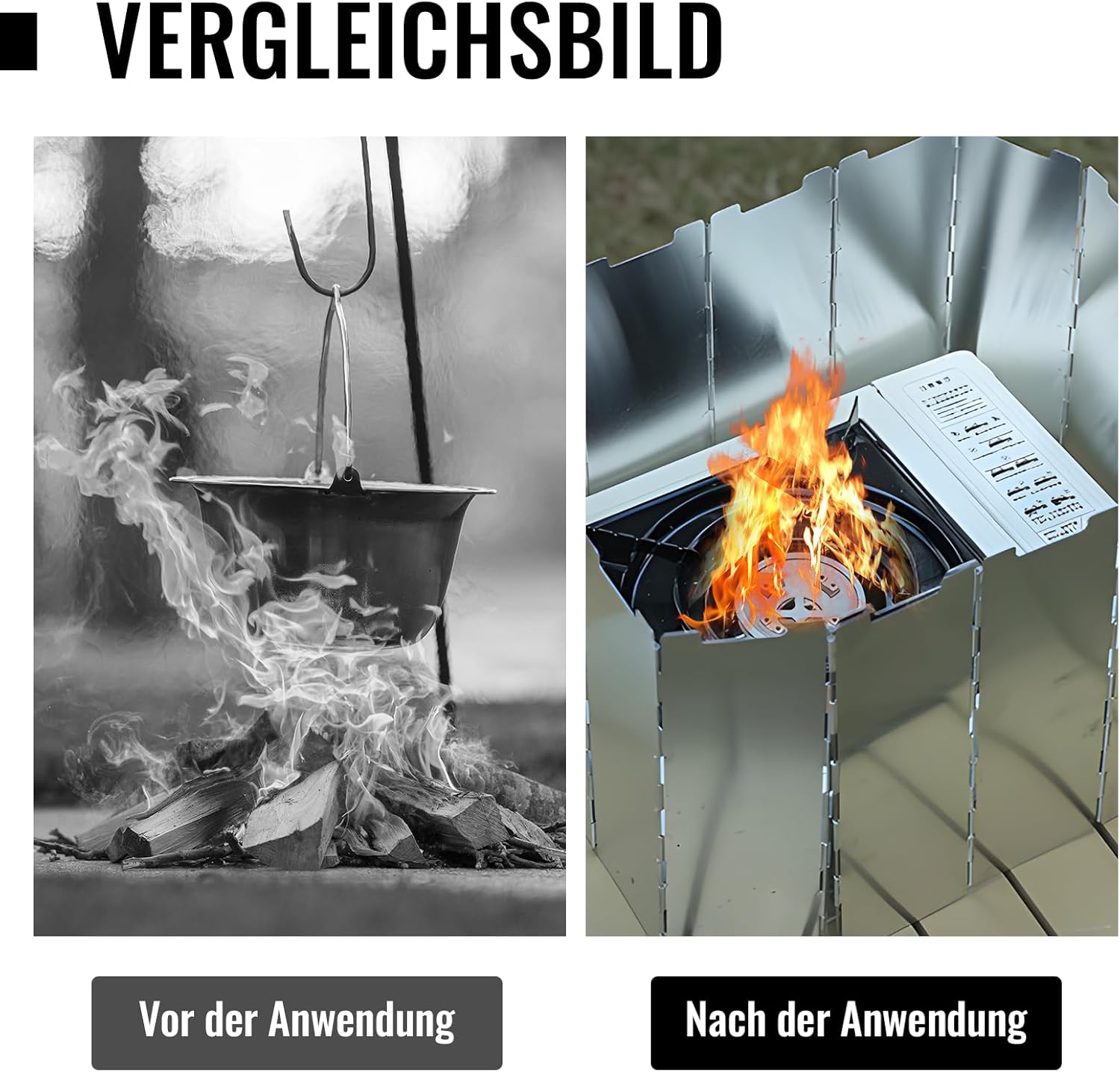 Windschutz Gaskocher, Campingkocher Windschutz, 12-teiliger faltbarer Windschutz Gaskocher, 1 m langer Metall-Windschutz für Campingkocher, Camping-Gaskocher Windschutz mit eleganter Verpackung – Bild 6