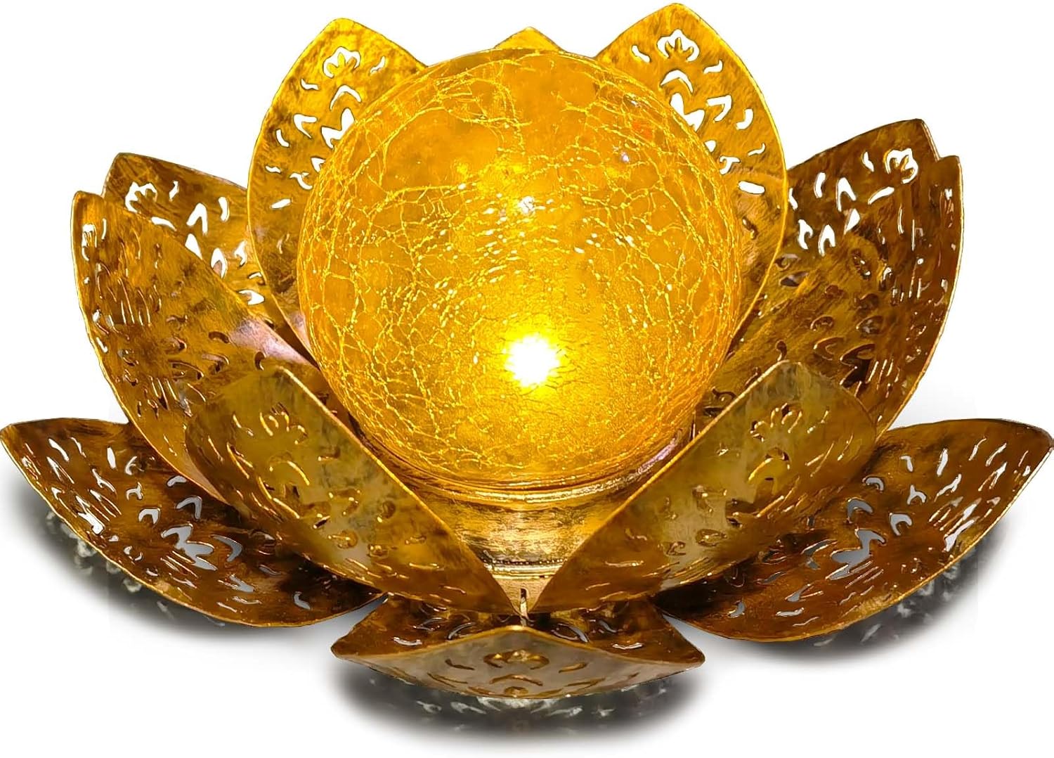 Solarleuchten für den Außenbereich, Solar-Lotus-Gartendekoration, Solar-Bodenleuchte für den Garten, warmes Licht, Gartenleuchten für die Terrassendekoration im Freien, LED-Solarleuchten, wasserdichte Metall-Solarlaterne