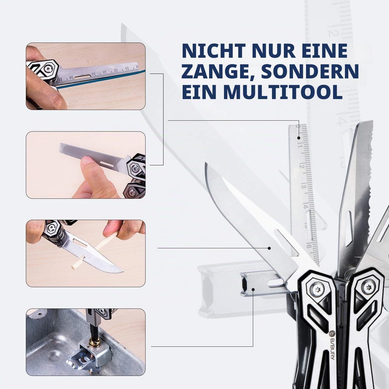 Bibury 21-in-1-Multitool-Zange, Silber – Bild 4