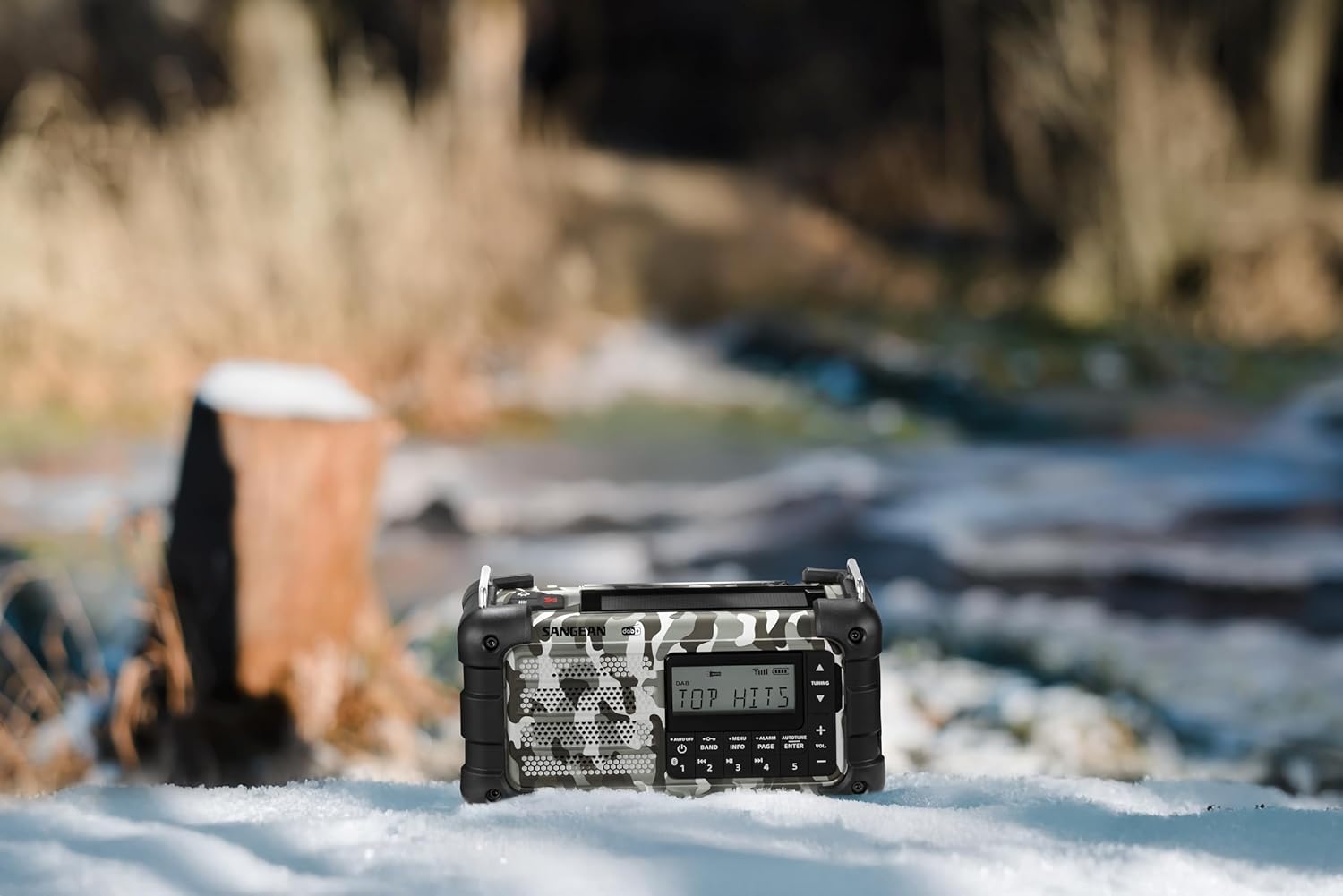 Sangean MMR-99 DAB Multifunktions-Notfallradio mit Handkurbel, DAB+, FM-RDS, Bluetooth, LED-Taschenlampe und IP55-Zertifizierung, ideal für Outdoor, Camping und Notfälle, Artic Camo – Bild 7