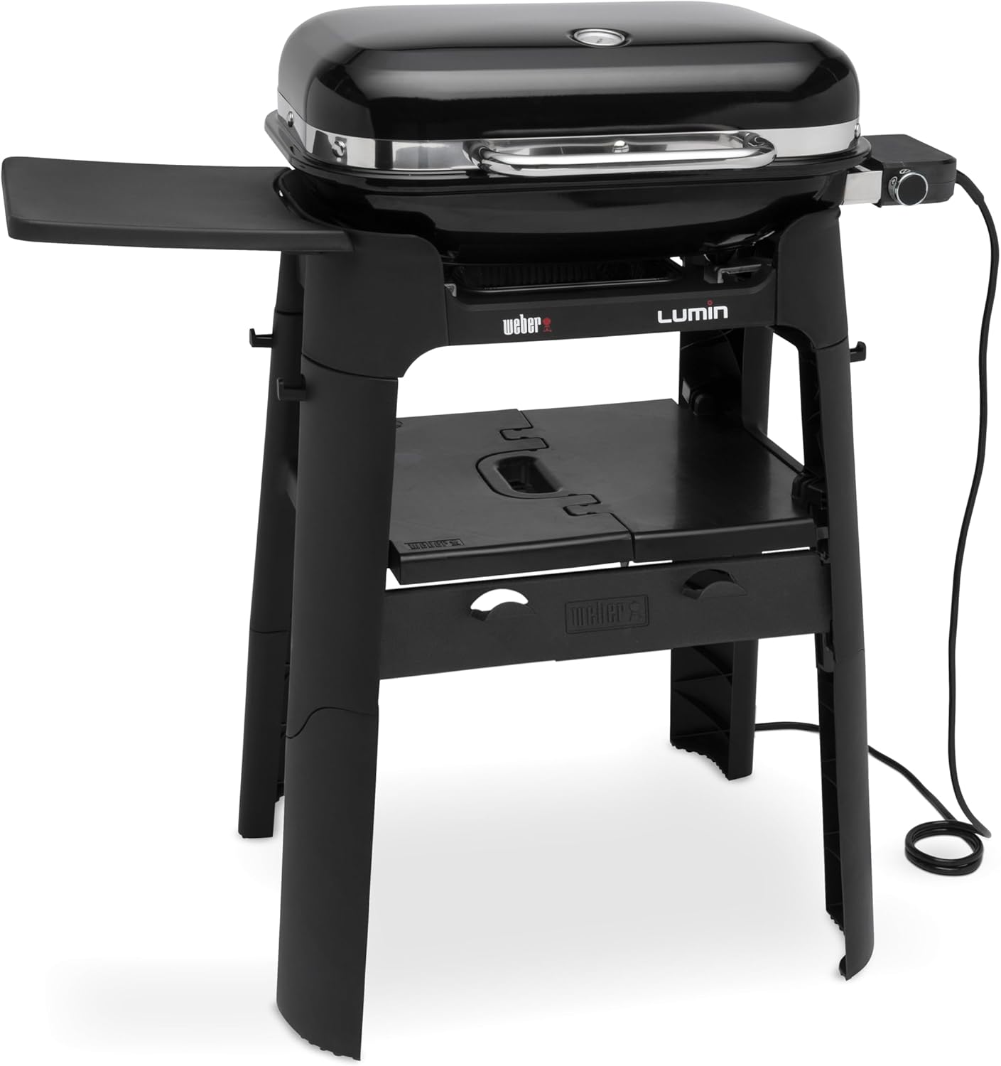 Weber Lumin 92010879 Elektrogrill mit Stand-/Anbraten, Räuchern, Dünsten, Garen und Warmhalten, bis 315 °C, porzellanemaillierte Gusseisenroste, 33 x 49 cm Grillfläche, schwarz – Bild 3