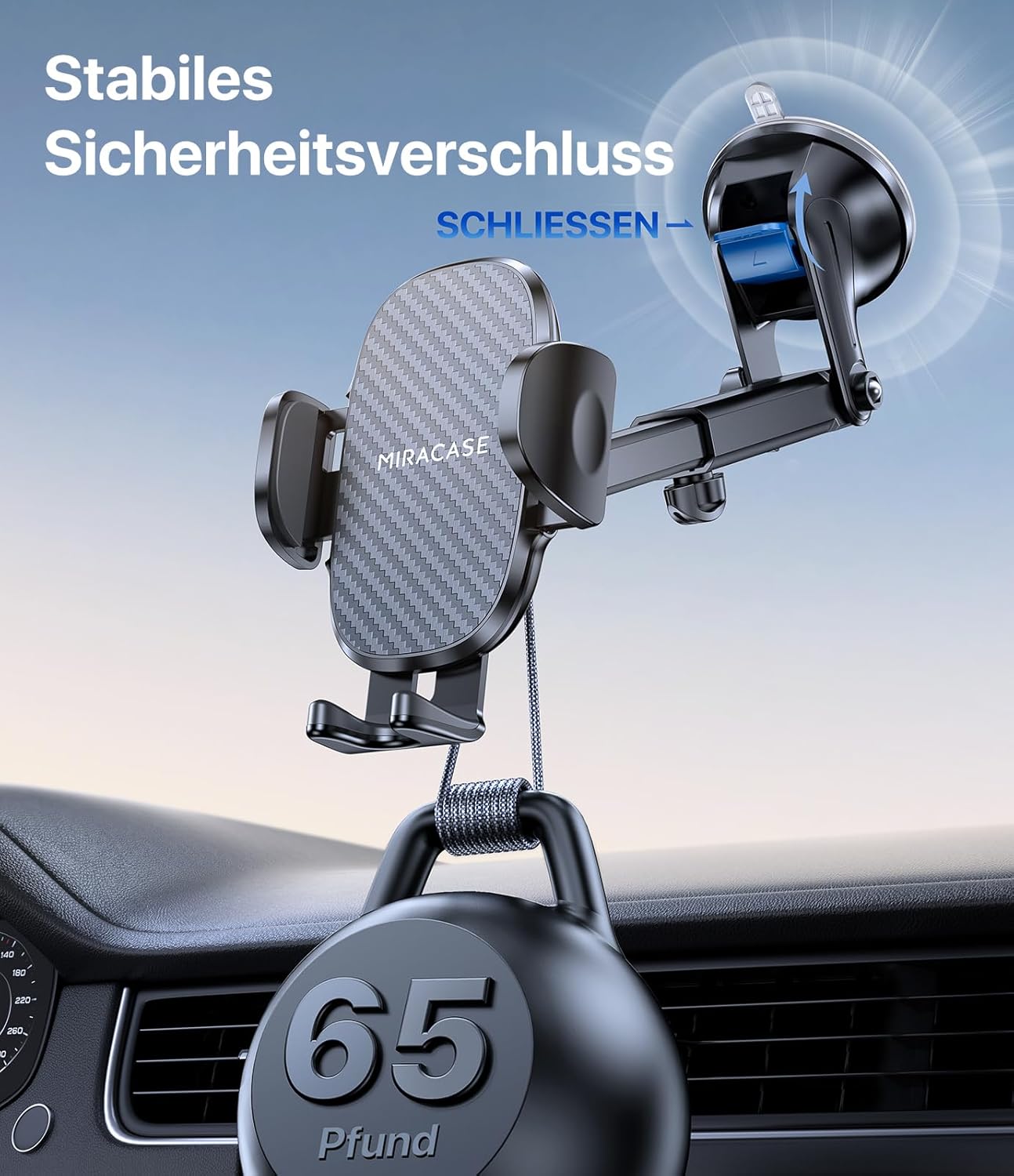 Miracase Handyhalterung Auto (starker Saugnapf), Handyhalterung fürs Auto, 360° drehbar, Armaturenbrett, Windschutzscheibe, Auto-Handyhalterungs-Kits für iPhone, Galaxy, alle Smartphones – Bild 4