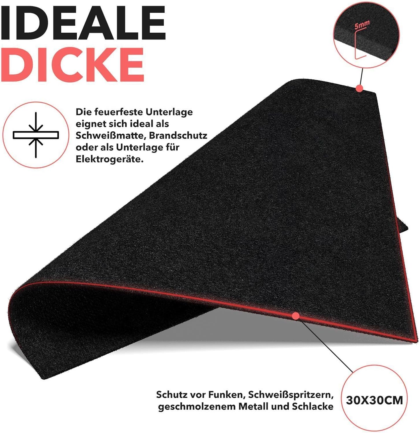 EVOCAMP Feuerfeste Unterlage 30 x 30 cm, hitzebeständig bis 982 °C, feuerfestes Gewebe, ideal als Brandschutzmatte oder als Grillmatte, Hitzeschutzmatte nicht brennbar, feuerfeste Platte, Brandschutz – Bild 4