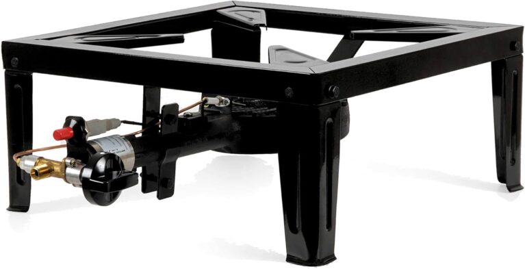 BBQ-Toro Gusseisen-Gaskocher, 1-Ring-Gasbrenner, 55 x 40 x 18,5 cm, 10,5 kW, gasbetrieben (Propan/Butan), Hockerkocher für Camping, Garten und Terrasse, Campingkocher-Brenner