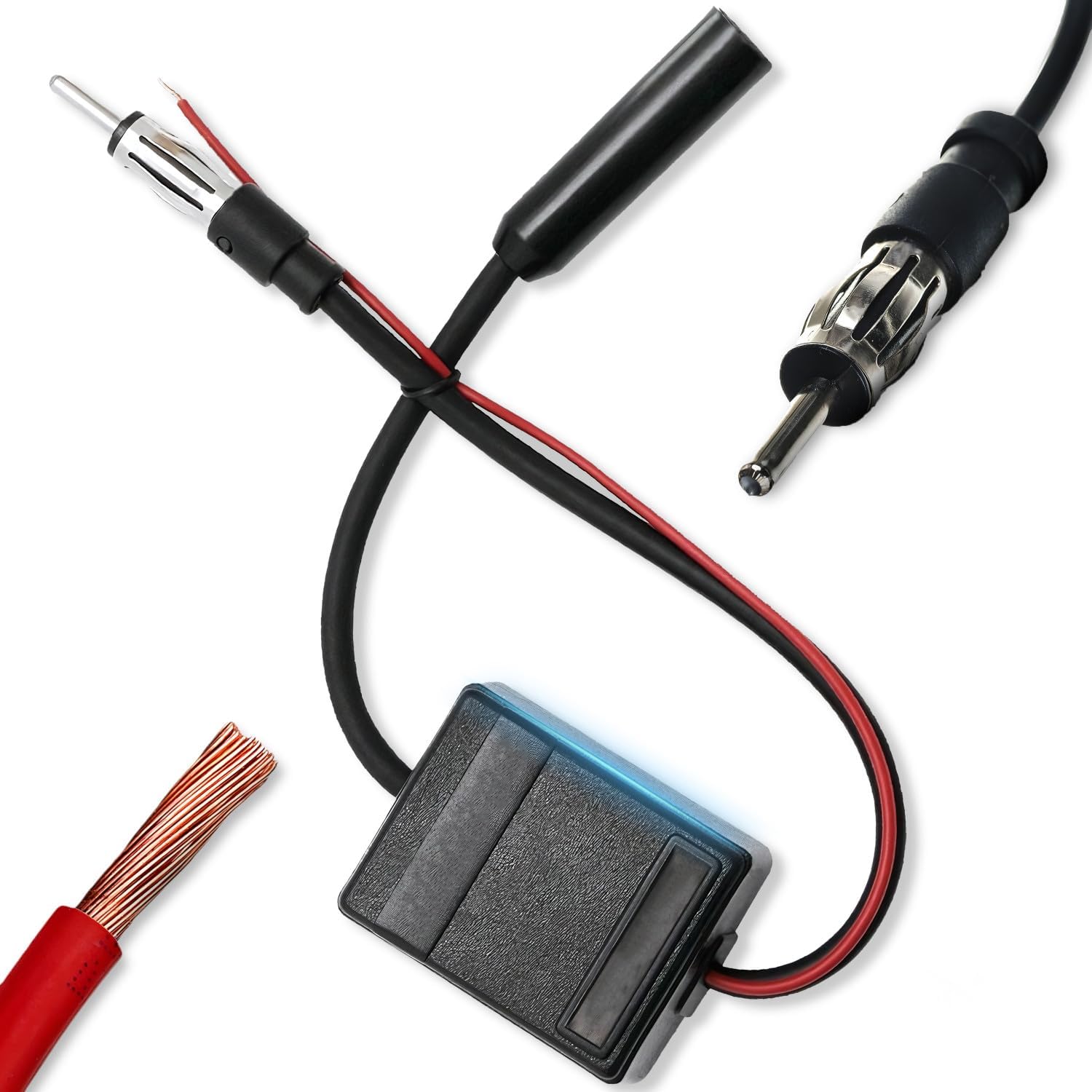 Retoo Autoradio-Antennenverstärker, universeller 12-V-Auto-FM-Signalverstärker mit hoher Verstärkung 16 dB, rauscharm, kompatibel mit DAB, AM LM-Verstärkung mit DIN-Adapter – Bild 2