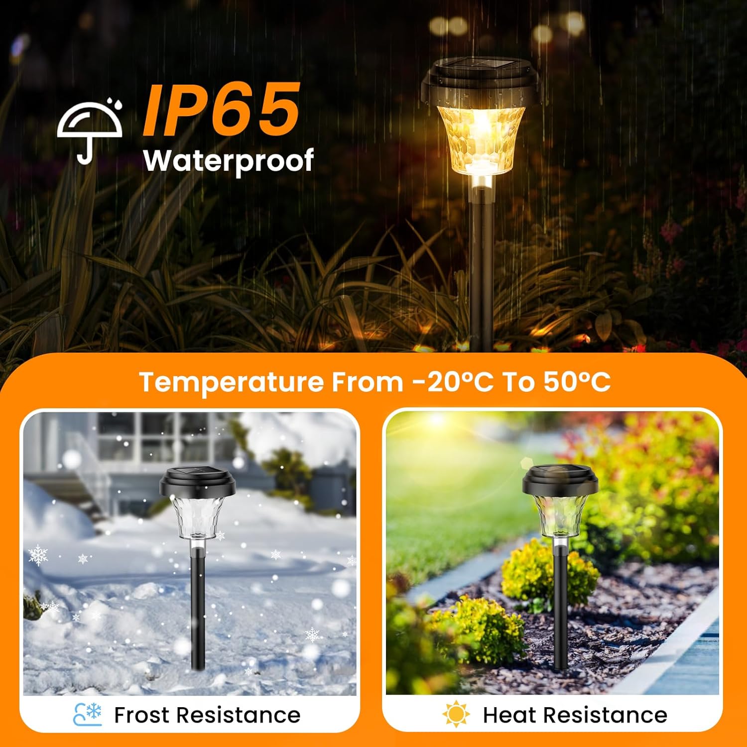 Solarleuchten für den Garten im Freien, 8 Stück, Solarleuchten für den Garten mit warmem Licht und 7 RGB-Farbwechsel, IP65 wasserdicht, automatisches Ein-/Ausschalten, LED-Gartenleuchten, Solar-Wegeleuchten für die Gartendekoration im Freien – Bild 5